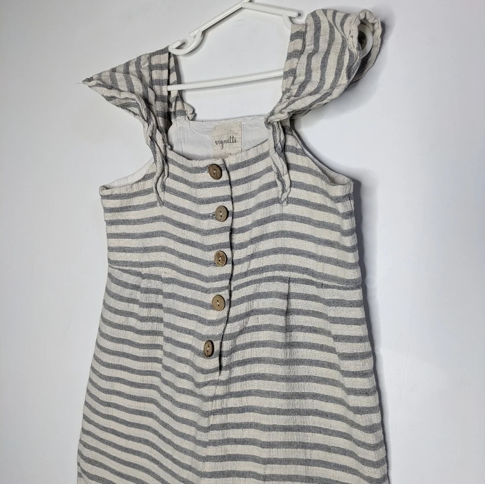 Vignette Grey White Striped 100% Cotton Jumpsuit 10